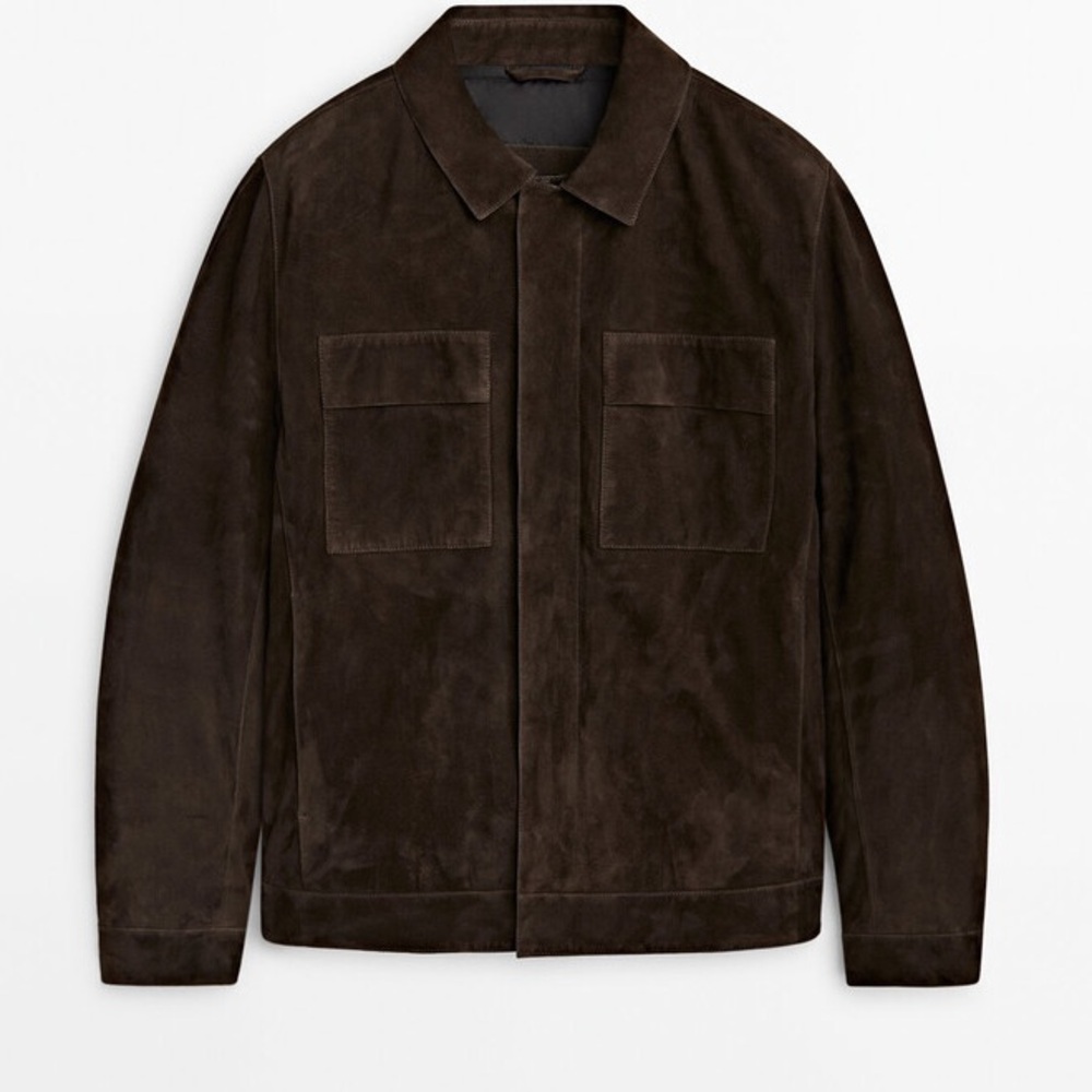 Massimo Dutti Men's Brown Suede Leather Jacket (Like New)